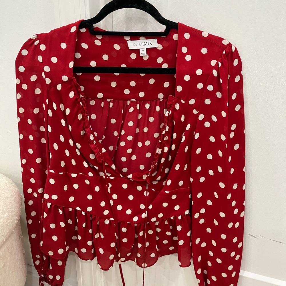 Intermix red polka dot top. Size 2.